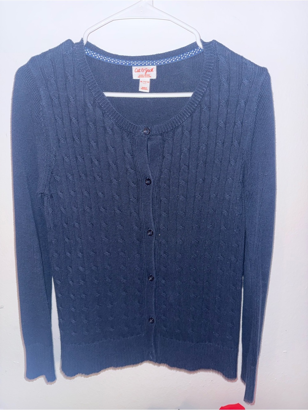 Cat & Jack Navy Blue Cable Knit Button-Up Cardigan